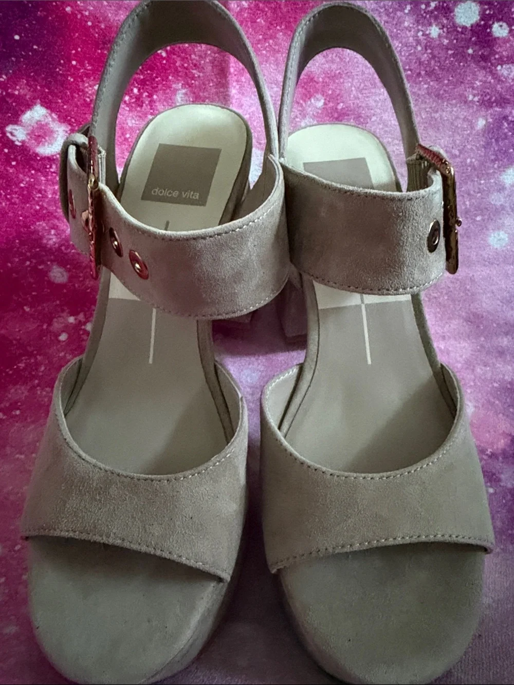 Dolce Vita Blush Suede Platform Slingback Sandals
